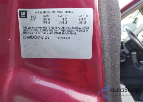 2008 Buick Lacrosse Super z USA, uszkodzony, nr VIN 2G4WN58C681151055